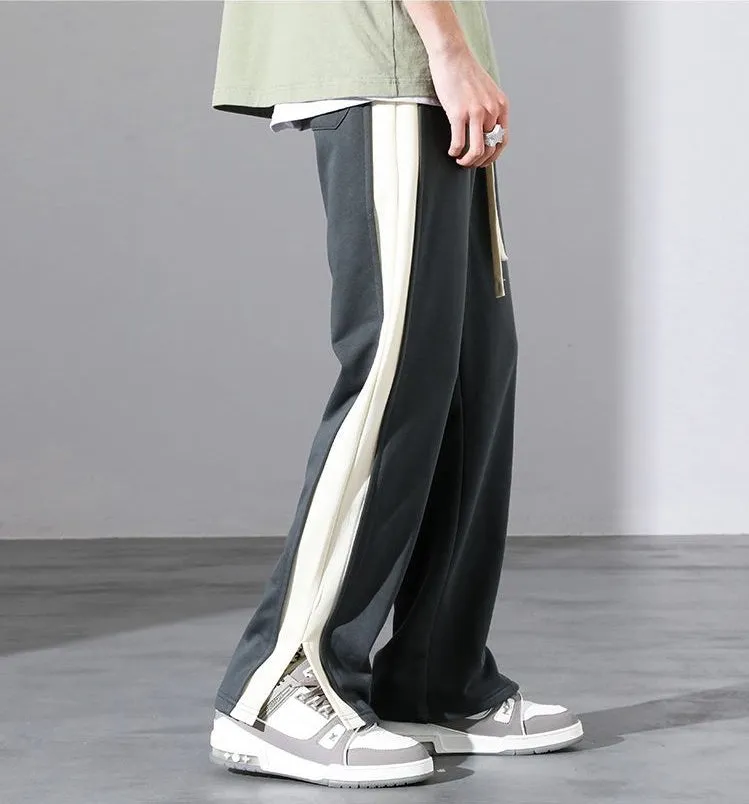 Trendy High-Street Patchwork Men's Sweatpants for Modern Style