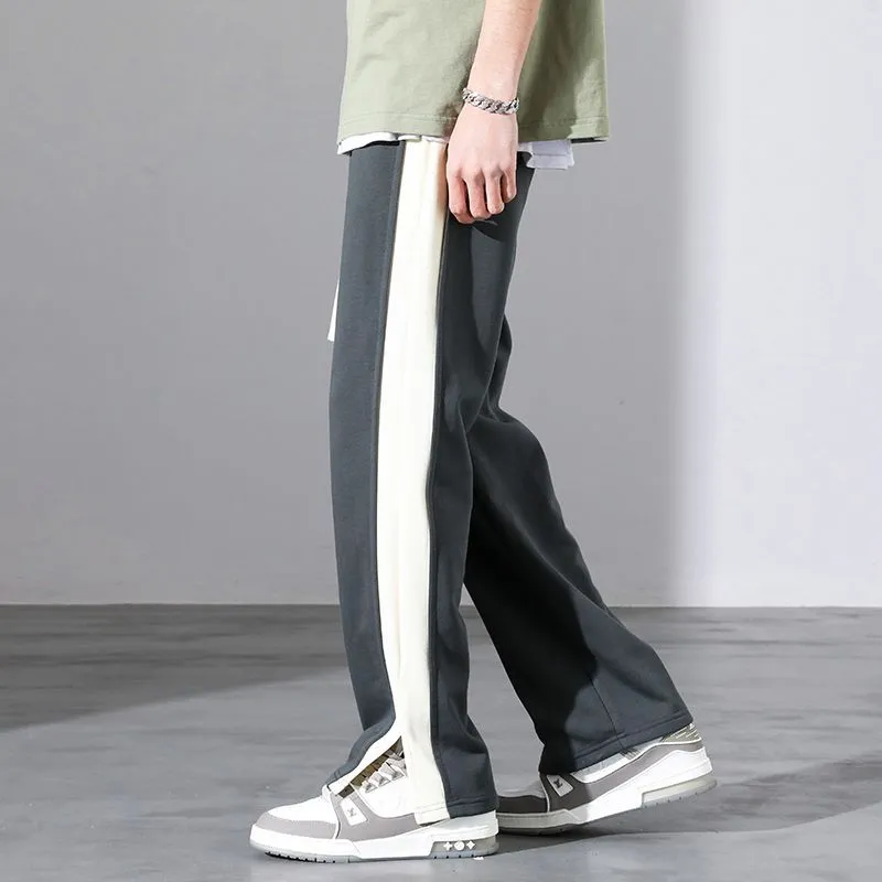 Trendy High-Street Patchwork Men's Sweatpants for Modern Style