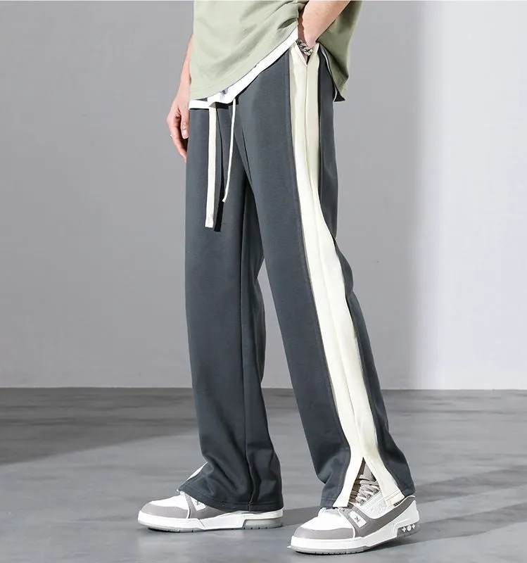 Trendy High-Street Patchwork Men's Sweatpants for Modern Style