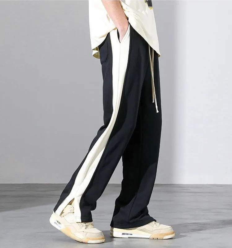 Trendy High-Street Patchwork Men's Sweatpants for Modern Style