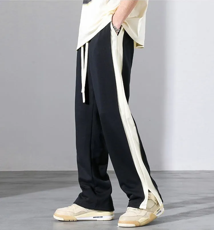 Trendy High-Street Patchwork Men's Sweatpants for Modern Style