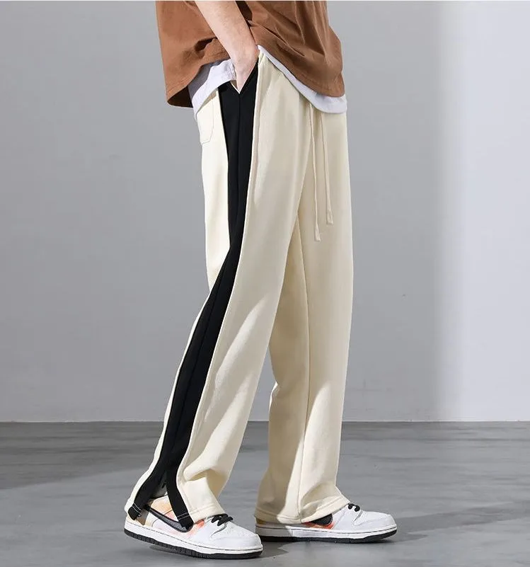 Trendy High-Street Patchwork Men's Sweatpants for Modern Style