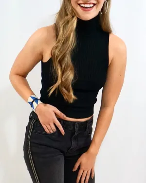 Turtleneck Knit Top - Black