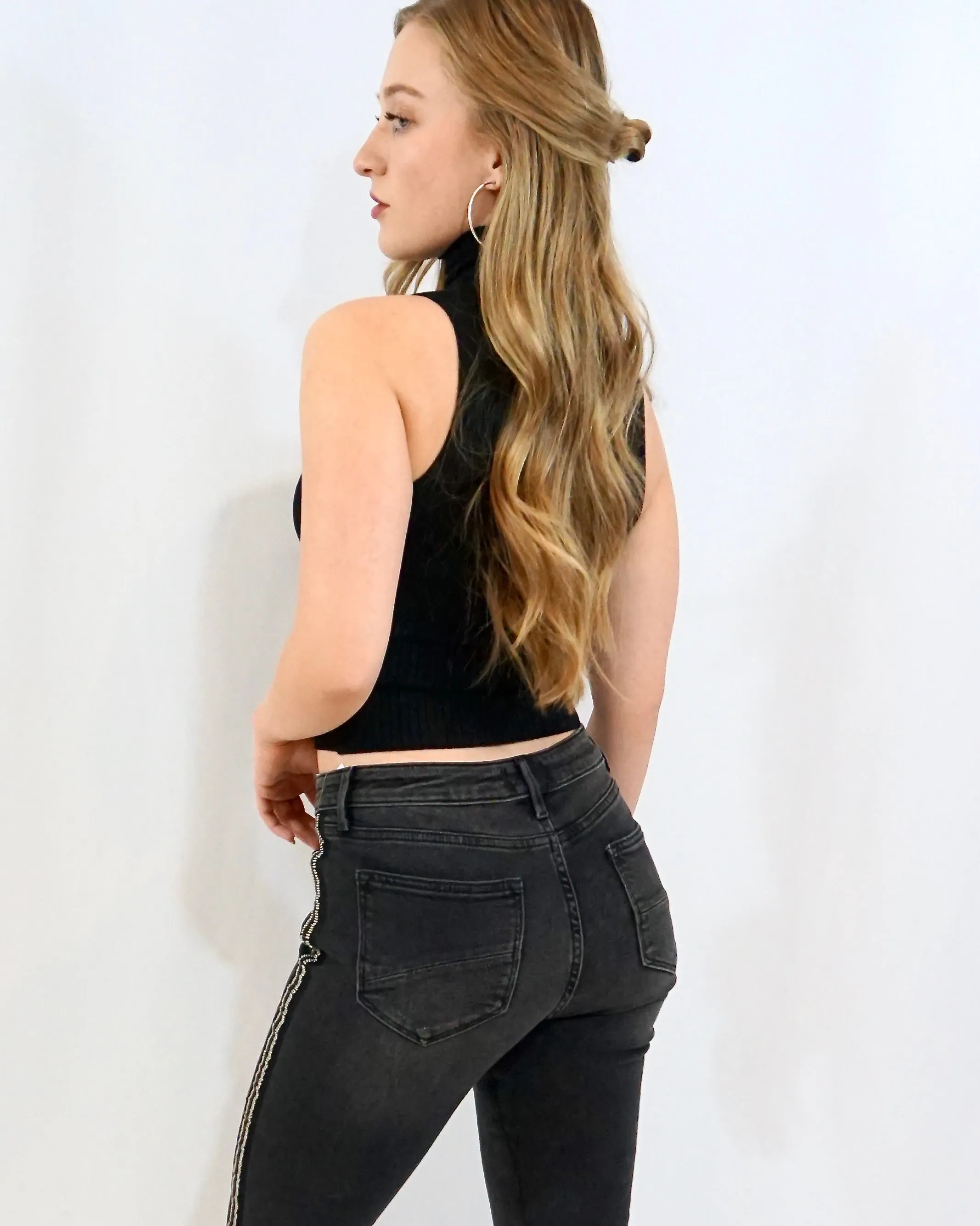 Turtleneck Knit Top - Black