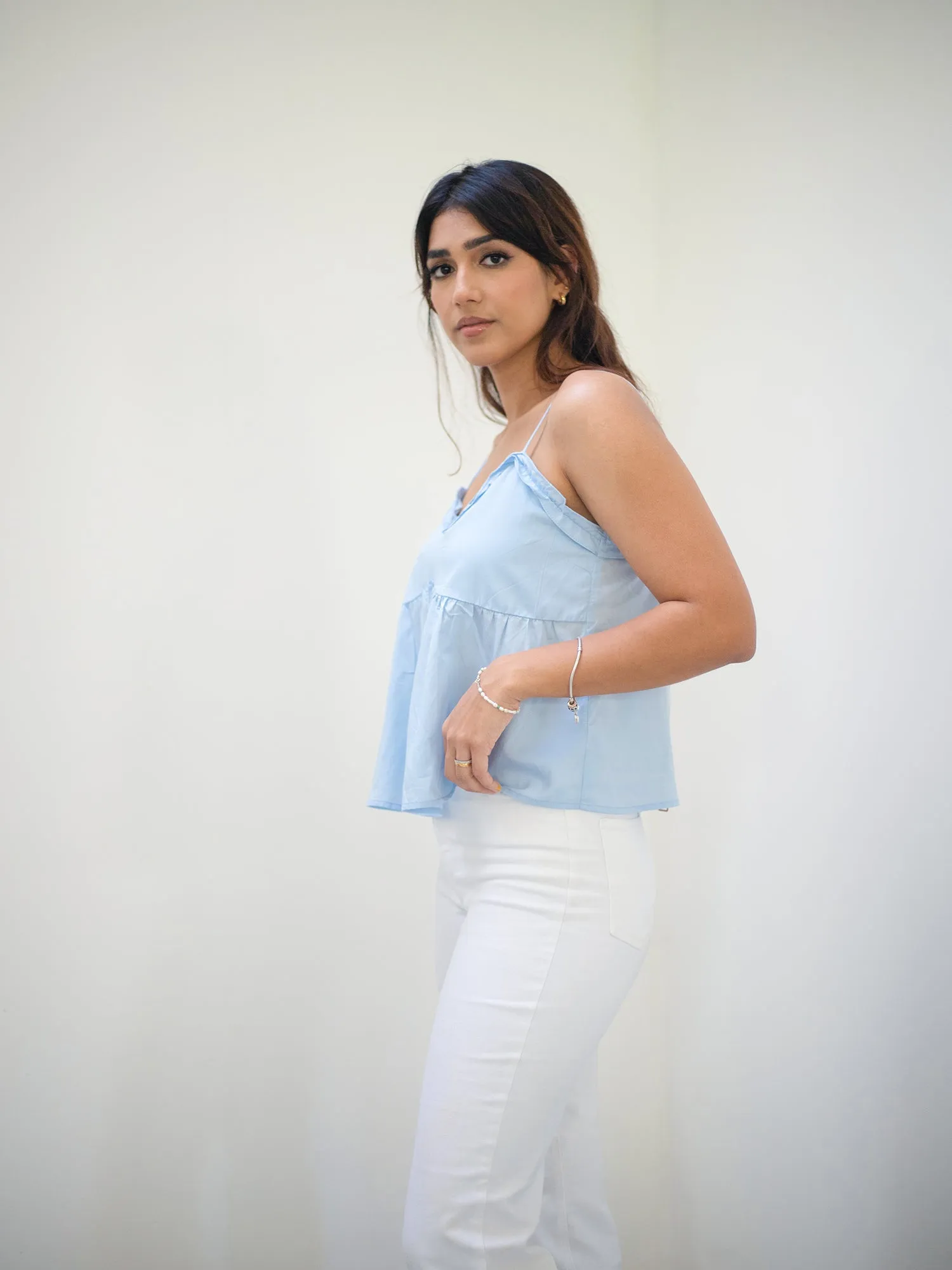 V Neck Frill Detail Cami Top