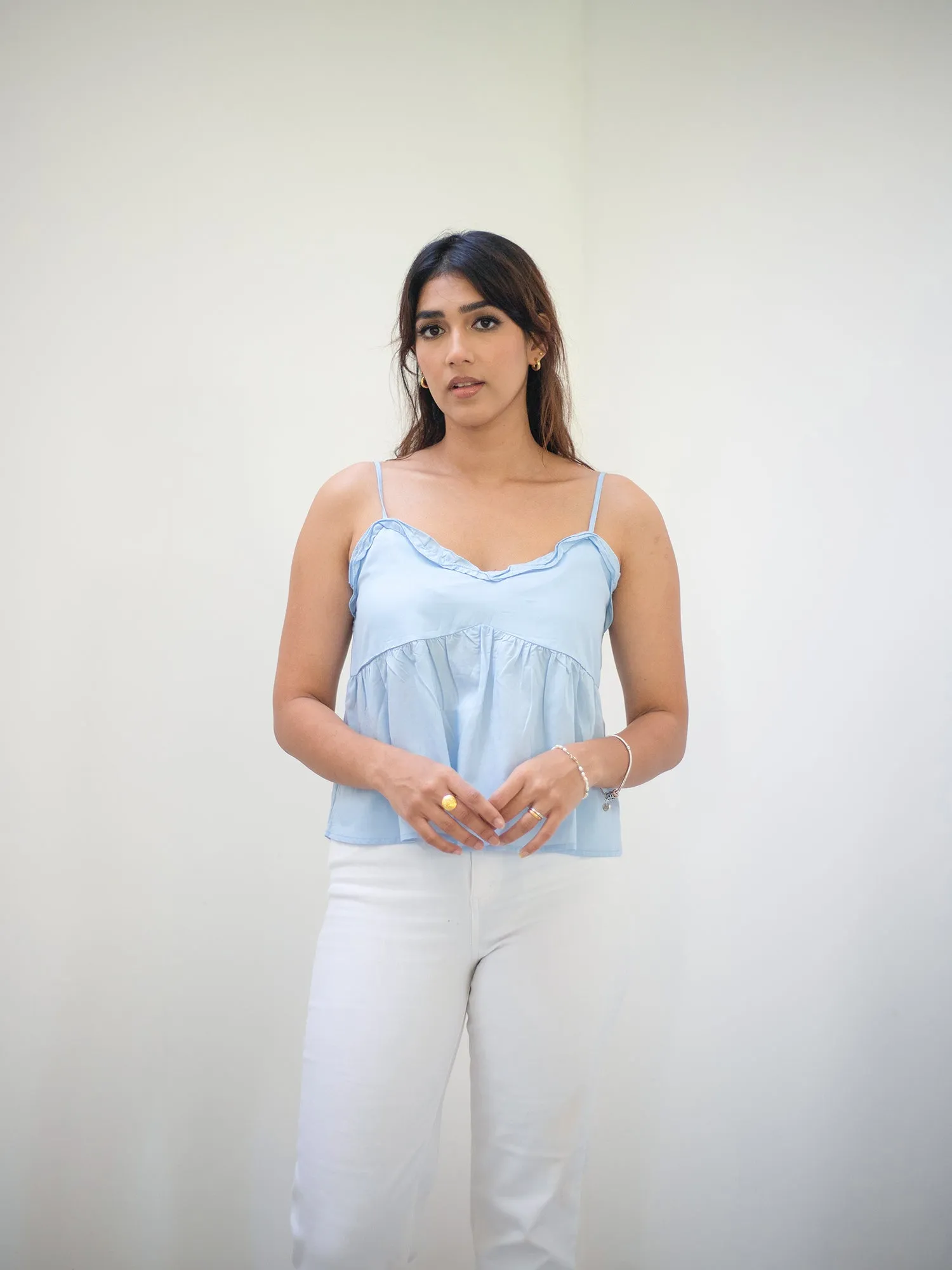 V Neck Frill Detail Cami Top
