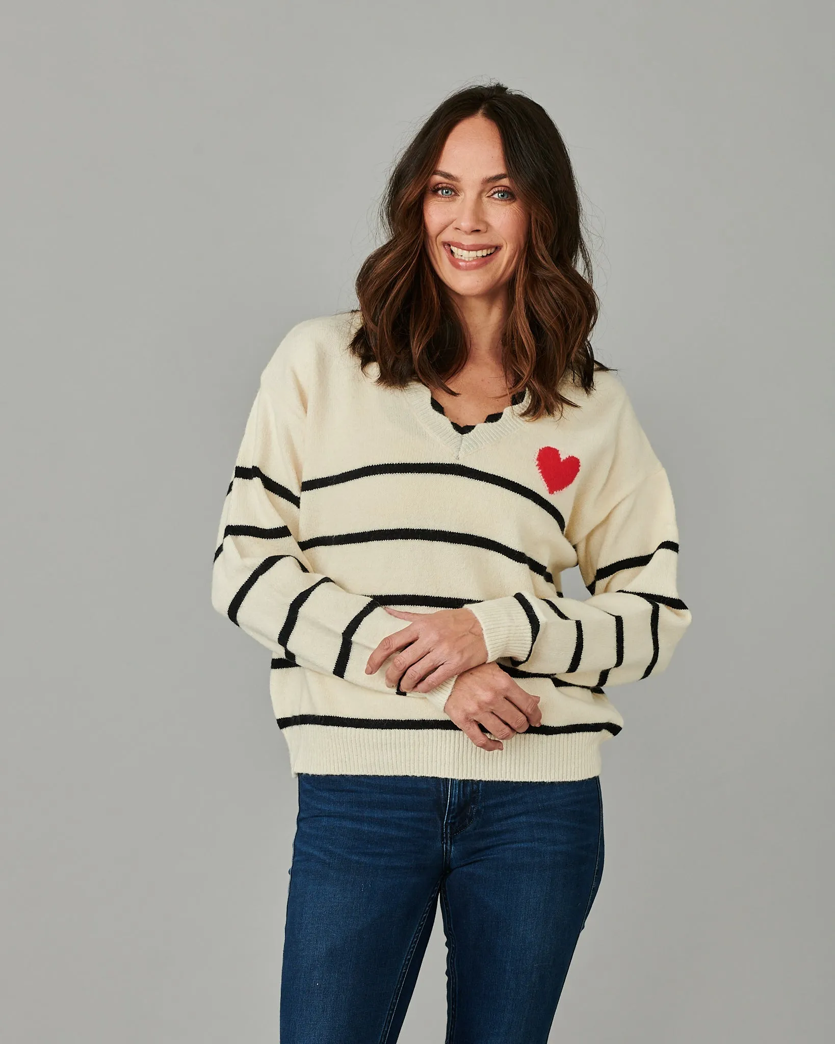 V-Neck Heart Jumper