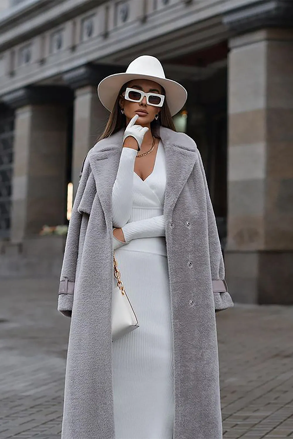 V-Neck Long Sleeve Top & Pencil Midi Skirt Bandage Two-Piece Set
