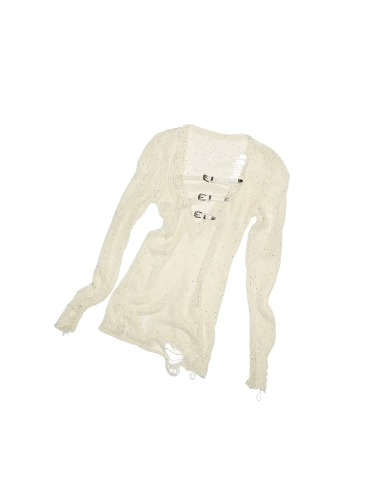 V-Neck Slim Slightly Transparent Tops【s0000011861】
