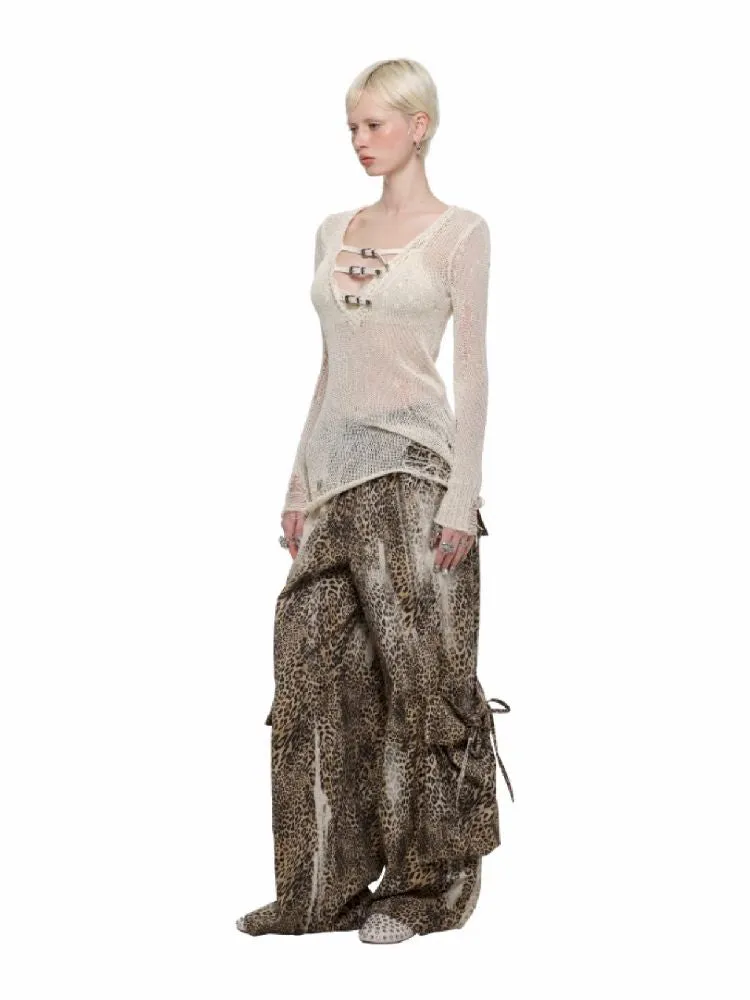 V-Neck Slim Slightly Transparent Tops【s0000011861】