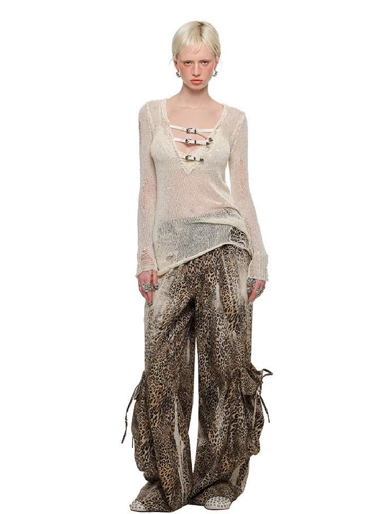 V-Neck Slim Slightly Transparent Tops【s0000011861】