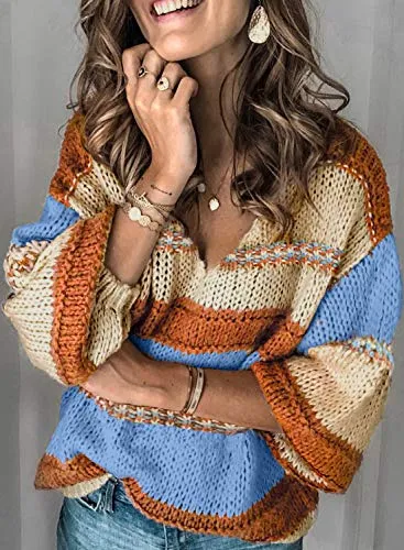 V Neck Striped Sweater