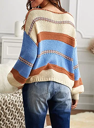 V Neck Striped Sweater