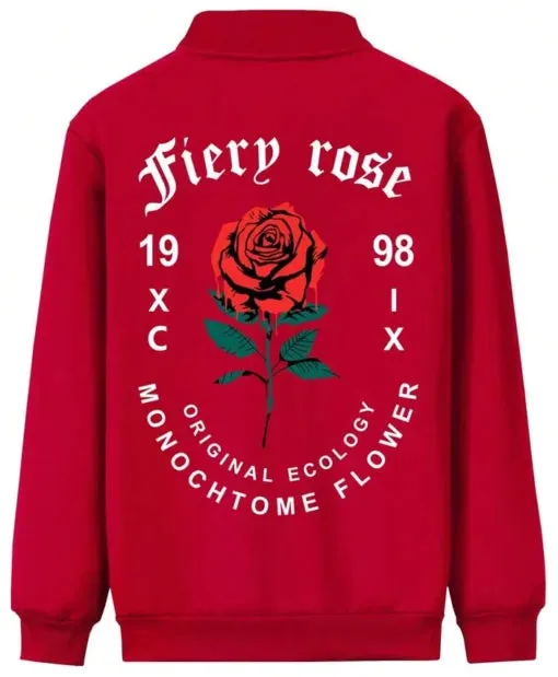 Valentine’s Day Men Romantic Rose and Slogan Print Jacket