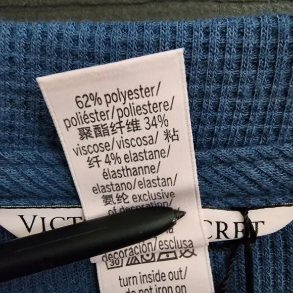Victoria's Secret Glow Waffle Henley Jogger Set in Blue