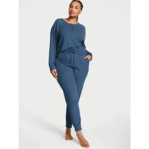 Victoria's Secret Glow Waffle Henley Jogger Set in Blue