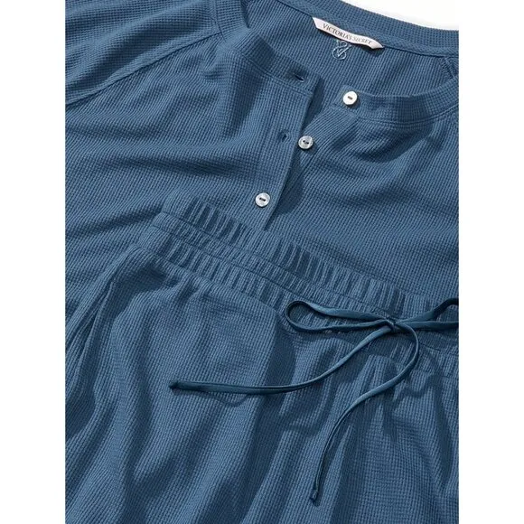 Victoria's Secret Glow Waffle Henley Jogger Set in Blue