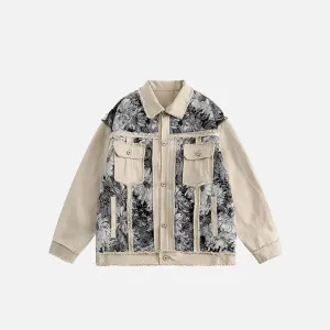 Vintage Flower Patch Denim Jacket for a Trendy Y2K Look