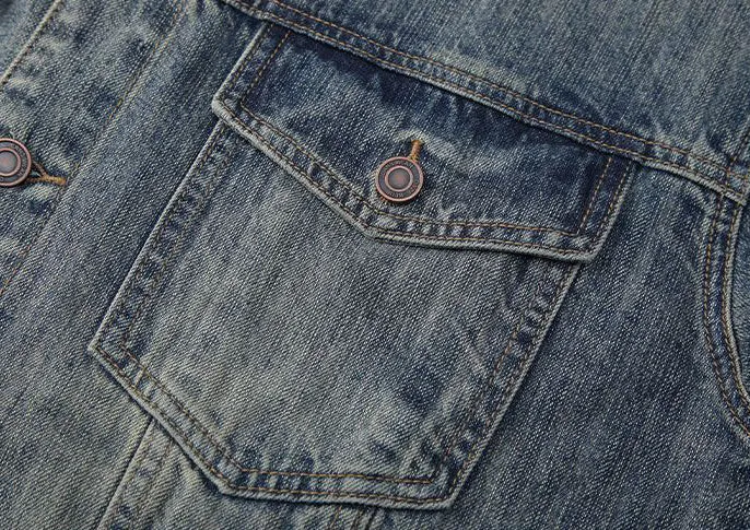 Vintage Style Denim Jacket for Men with Cargo Pockets
