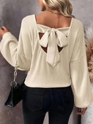 Virginia Bow Back V-Neck Drop Shoulder T-Shirt