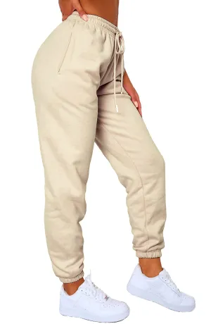 Waitfairy Womens Sweatpants High Waisted Drawstring Sweat Pants with Pocket Design
