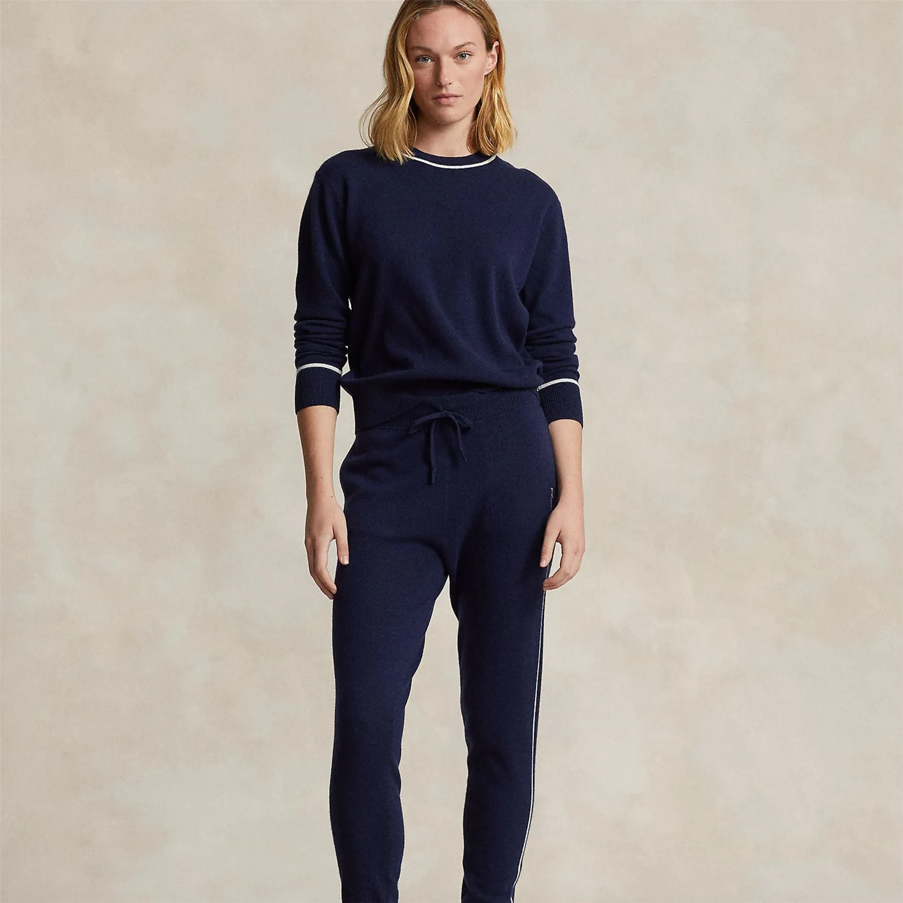 Washable Cashmere Joggers Pants Refined Navy