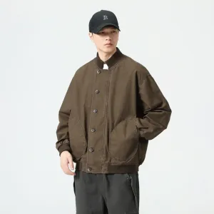 Washed Cotton Casual Bomber Jacket for Men's Stylish Look