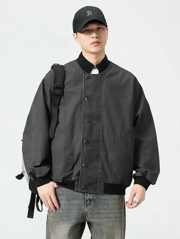 Washed Cotton Casual Bomber Jacket for Men's Stylish Look