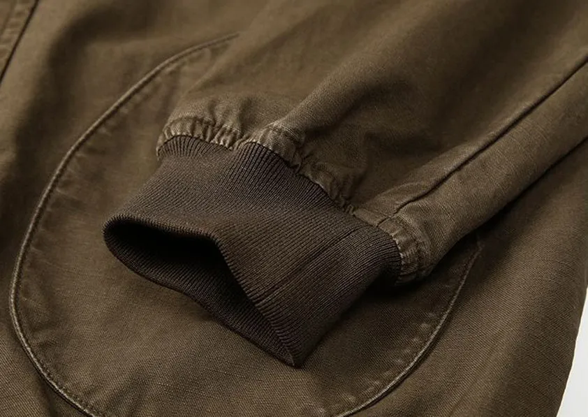 Washed Cotton Casual Bomber Jacket for Men's Stylish Look