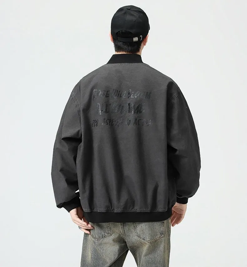 Washed Cotton Casual Bomber Jacket for Men's Stylish Look