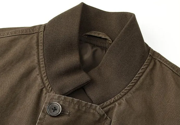 Washed Cotton Casual Bomber Jacket for Men's Stylish Look