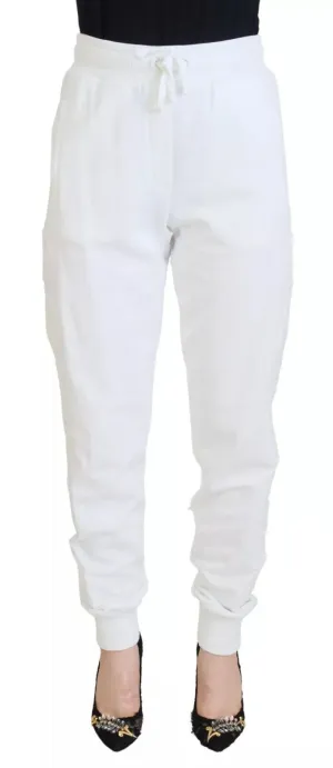 White Cotton Women Sweatpants Trouser Pants
