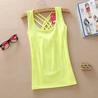 Women Basic Cotton Sleeveless Tank Tops Vest Tops Candy Color Vest Tank Tops