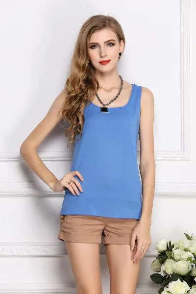 women blouses camisole chiffon vest top female sleeveless basic solid tops