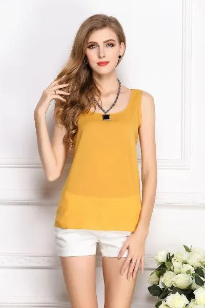 women blouses camisole chiffon vest top female sleeveless basic solid tops