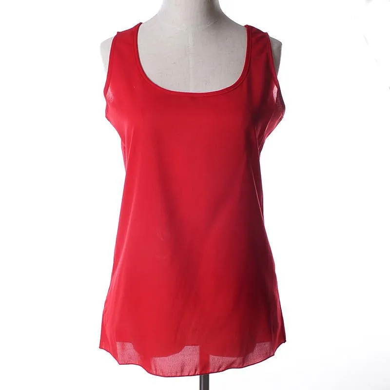 women blouses camisole chiffon vest top female sleeveless basic solid tops