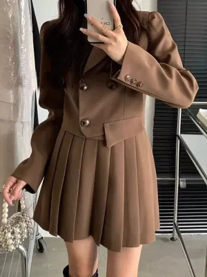 Women Elegant Work Wear Blazers And Mini Skirts