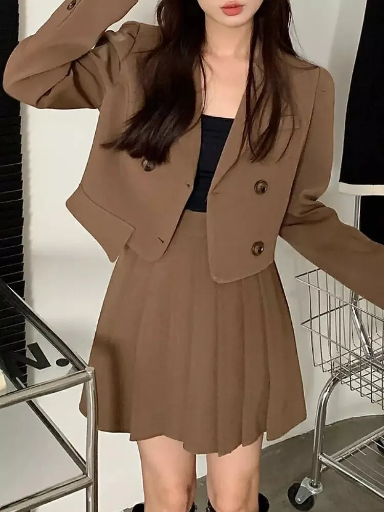 Women Elegant Work Wear Blazers And Mini Skirts