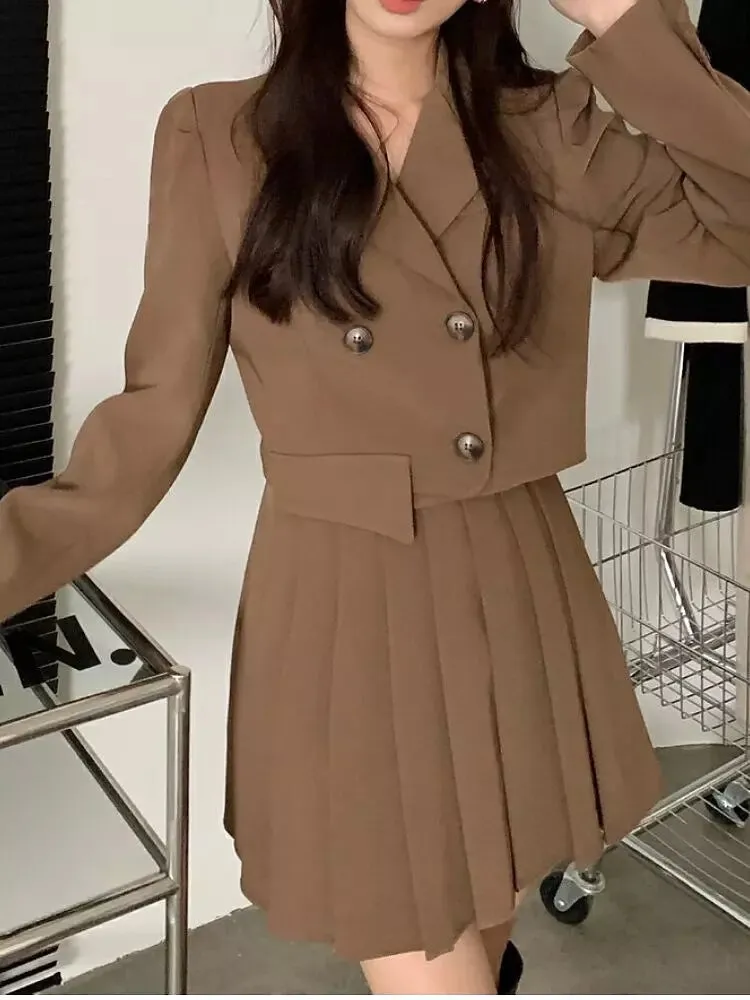 Women Elegant Work Wear Blazers And Mini Skirts
