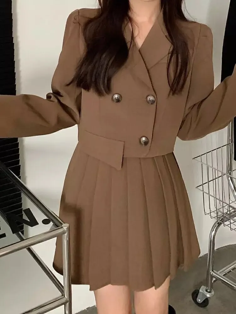 Women Elegant Work Wear Blazers And Mini Skirts