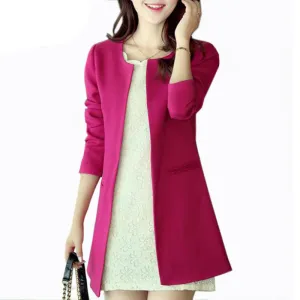 Women Long Blazer Jackets 4 Colors Fashion Solid Casual Plus Size Coat OL Blazer Feminino WWX140