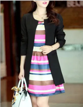 Women Long Blazer Jackets 4 Colors Fashion Solid Casual Plus Size Coat OL Blazer Feminino WWX140