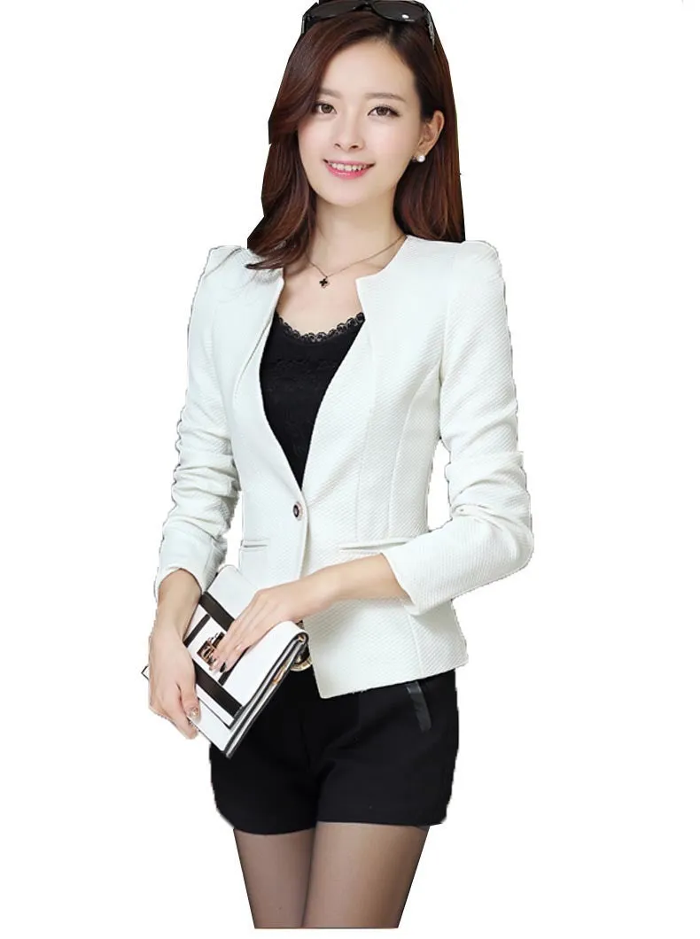 Women Pink Spring Blazers Fashion Plus Size Causal Slim Full Sleeve One Button Feminina Casacos Work Wear WT101
