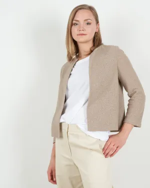women round neck jacket frisé - hemp