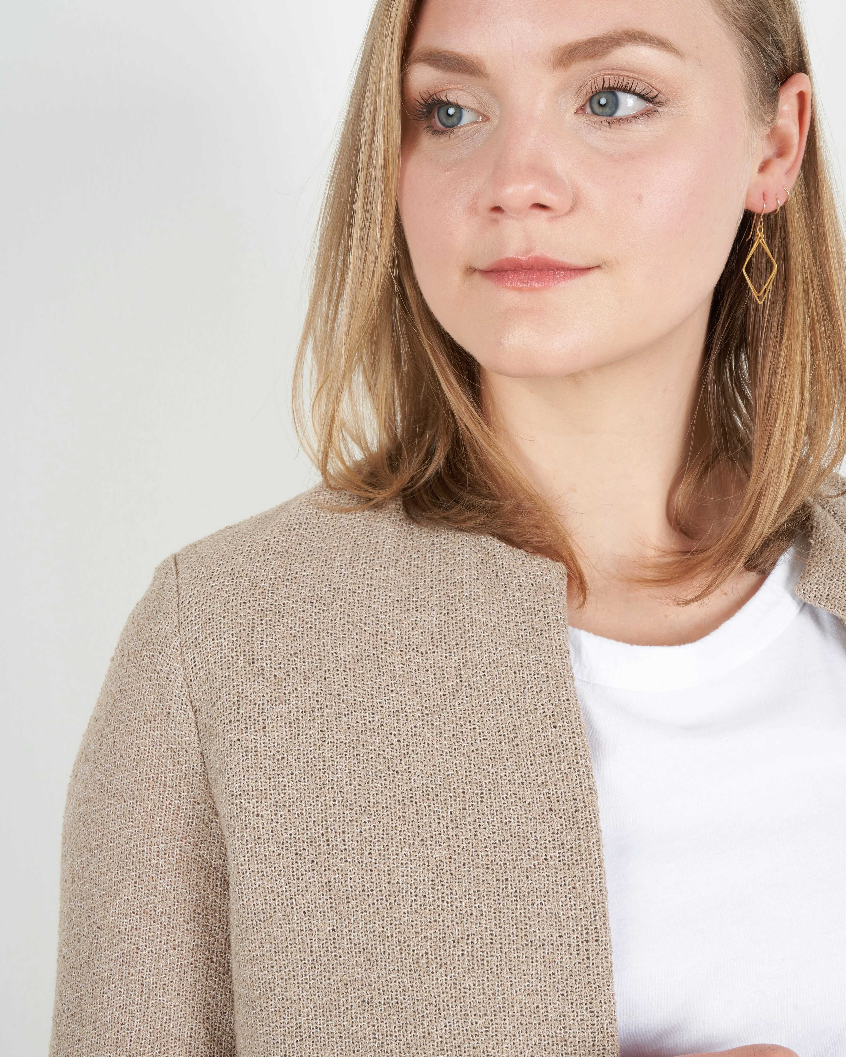 women round neck jacket frisé - hemp