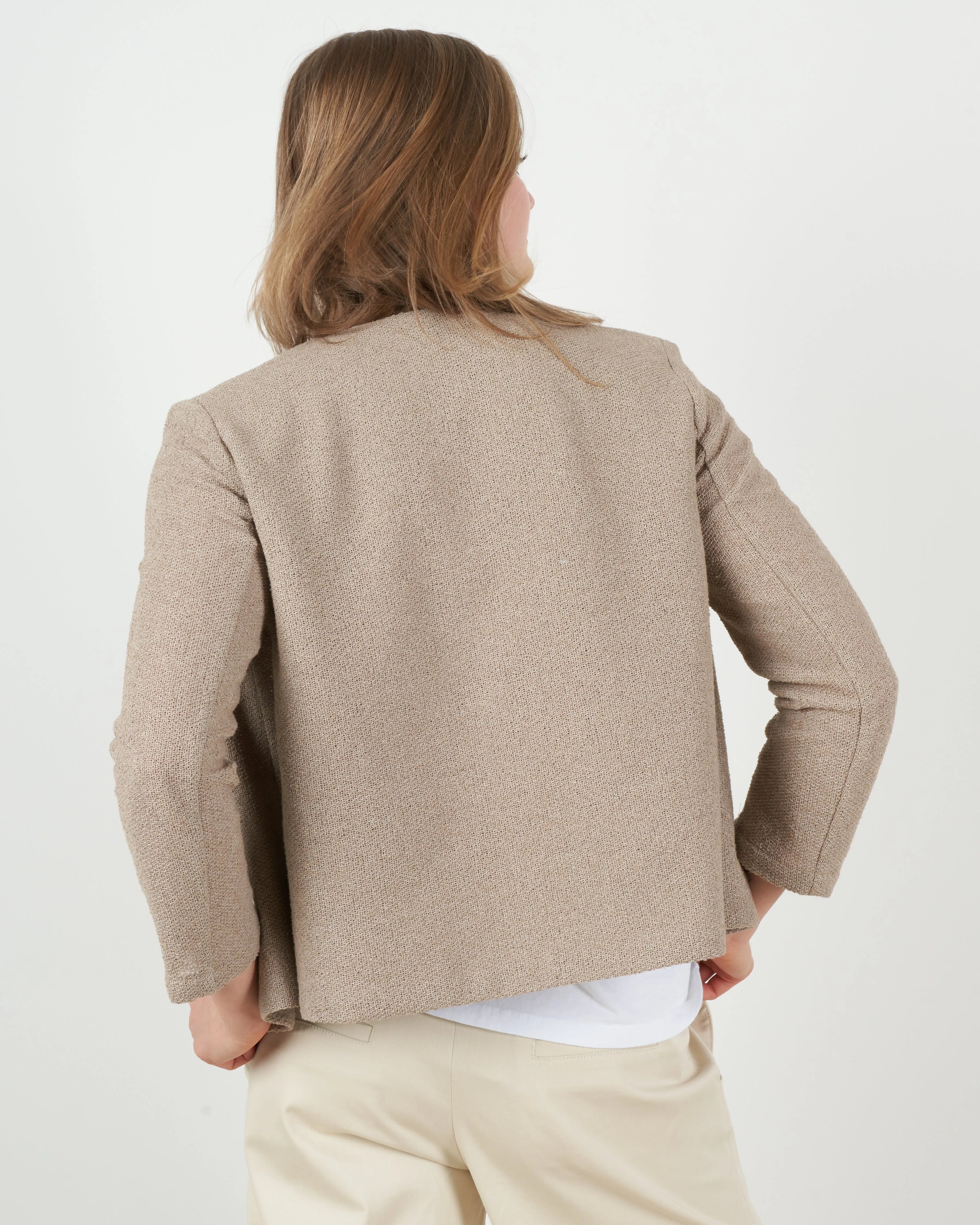 women round neck jacket frisé - hemp