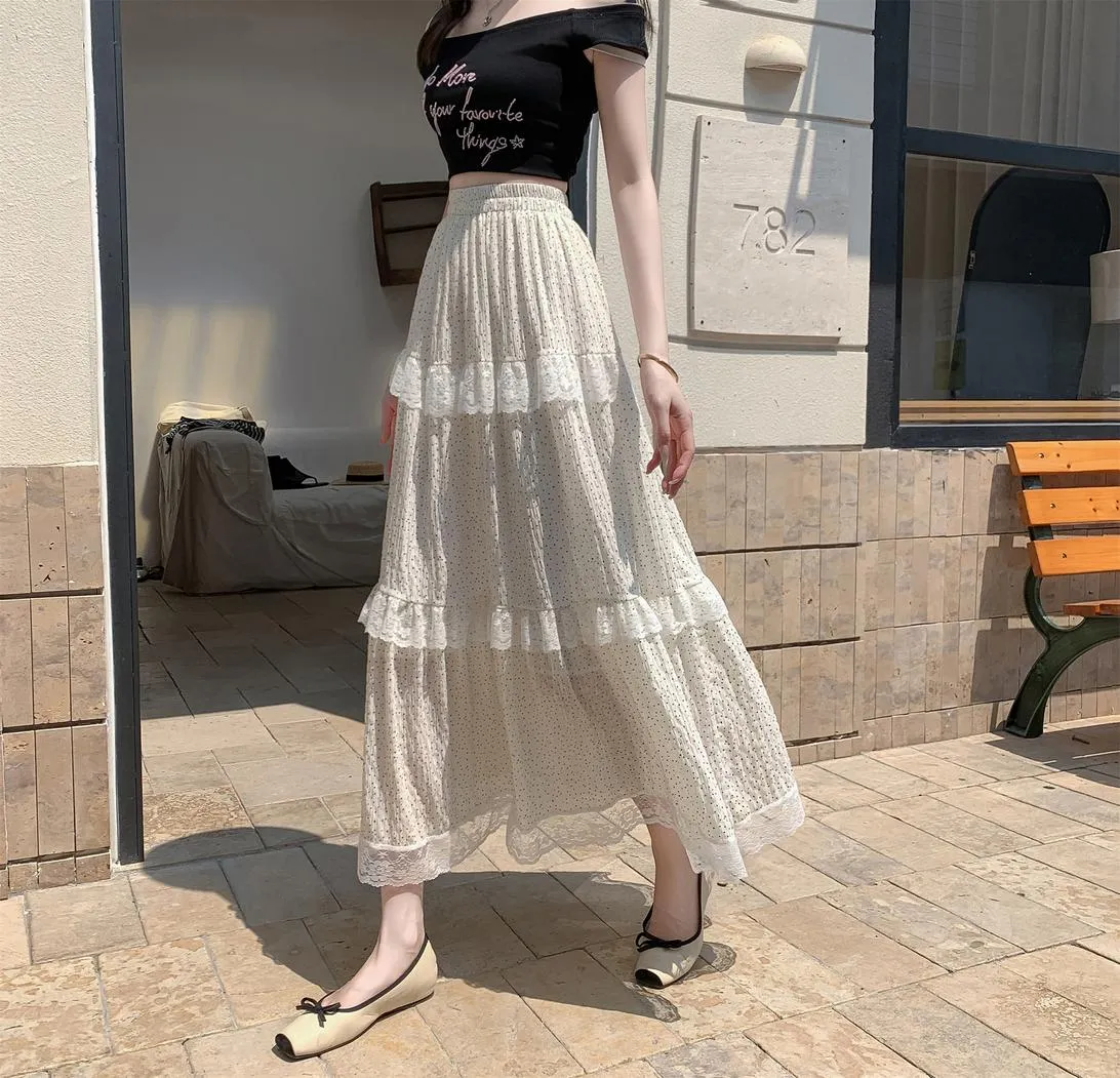 Women's A-line Maxi Skirt with Floral Patchwork Design