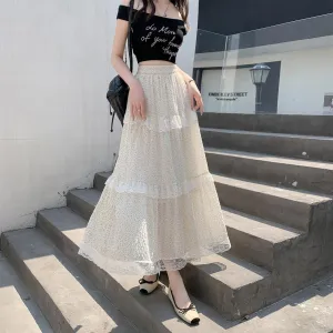 Women's A-line Maxi Skirt with Floral Patchwork Design