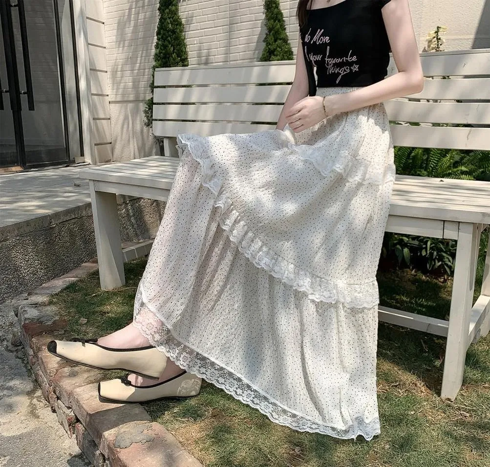 Women's A-line Maxi Skirt with Floral Patchwork Design