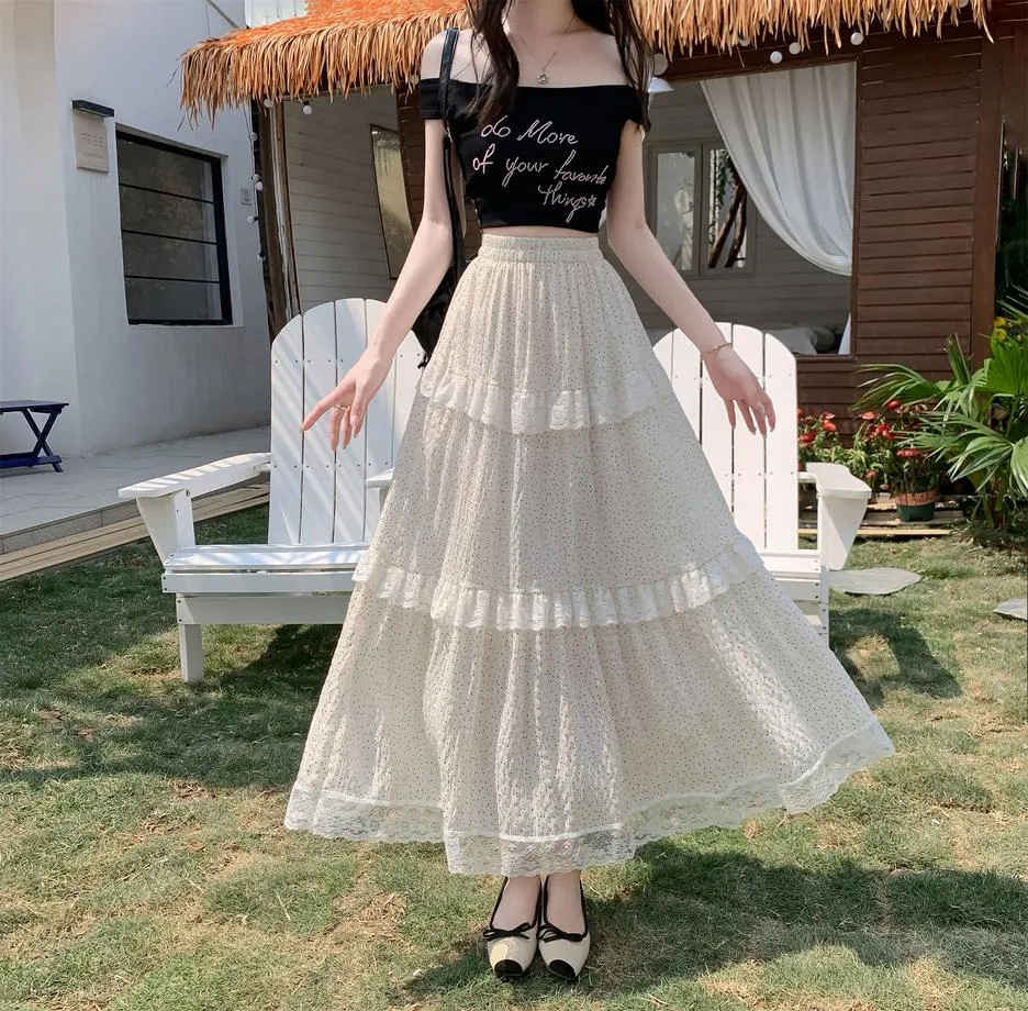 Women's A-line Maxi Skirt with Floral Patchwork Design